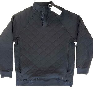 Cozy Earth M-M Bamboo Ultra Soft Black Quilted Snap Pullover New With Tags